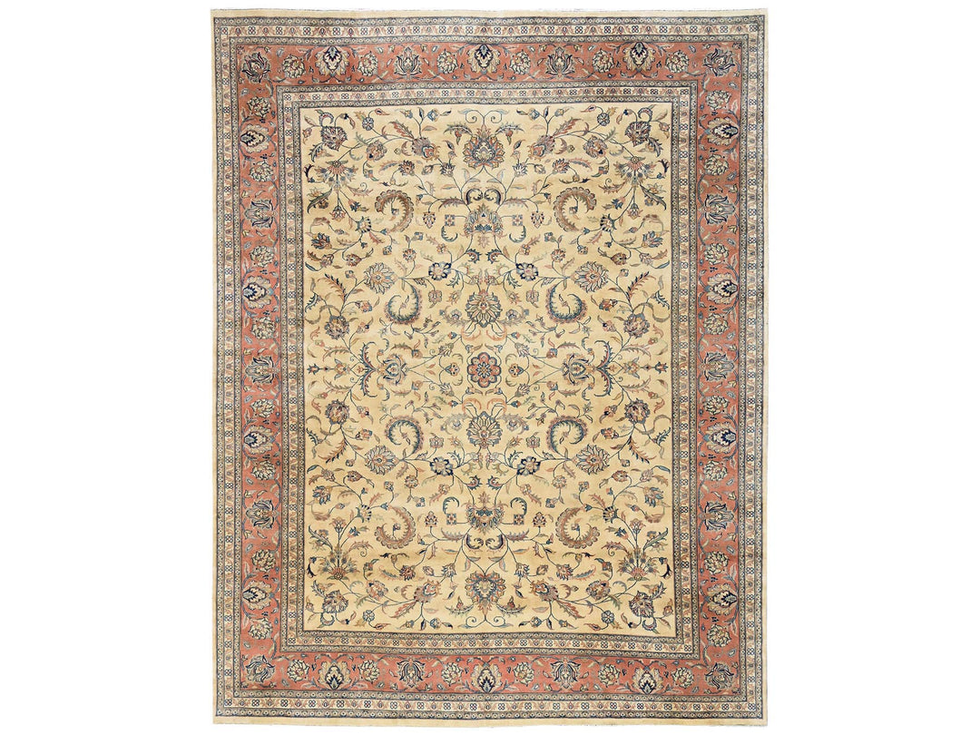 9'0" x 11'5" New Hand Knotted Beige Wool Rectangle Oriental Rug - MOA1022742