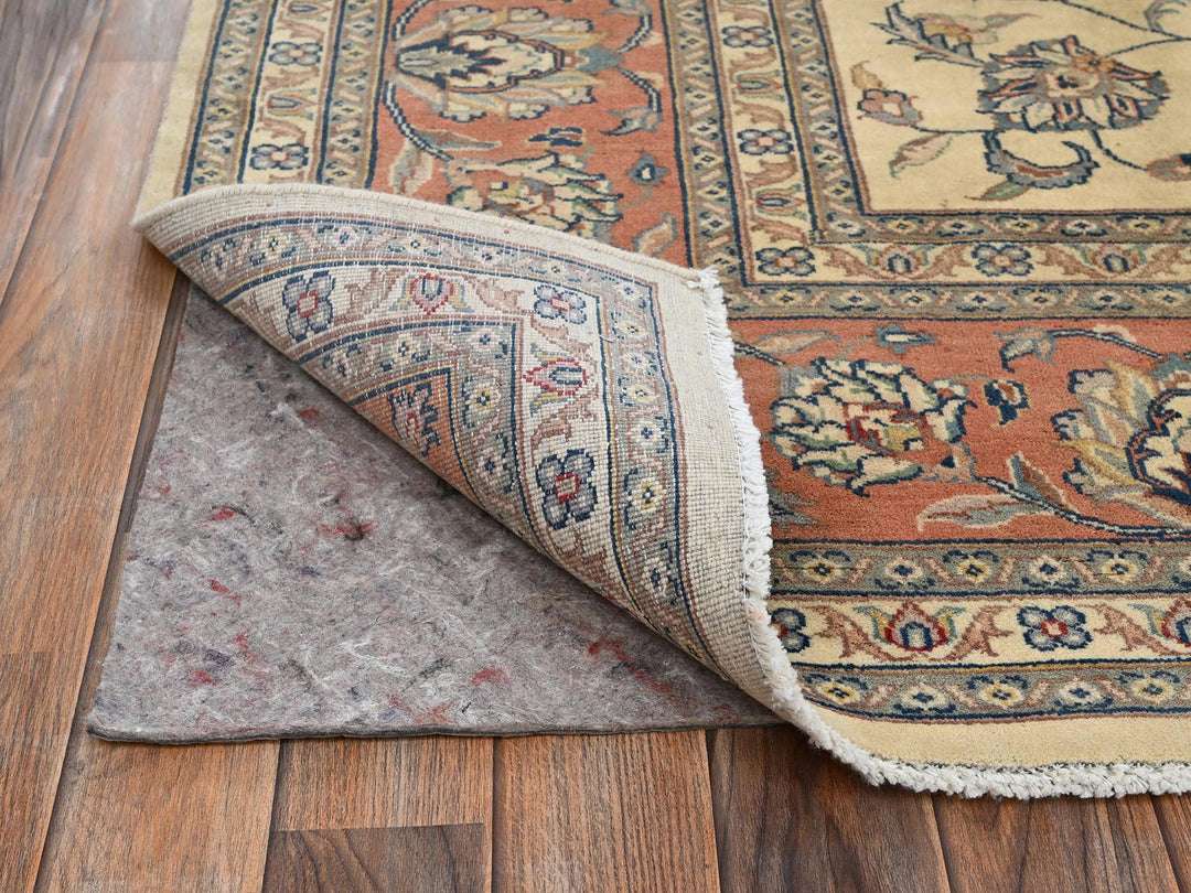 9'0" x 11'5" New Hand Knotted Beige Wool Rectangle Oriental Rug - MOA1022742