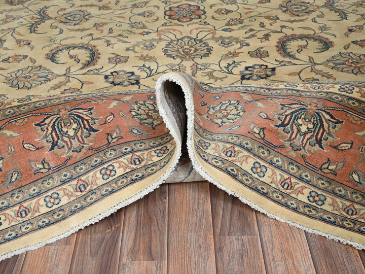 9'0" x 11'5" New Hand Knotted Beige Wool Rectangle Oriental Rug - MOA1022742