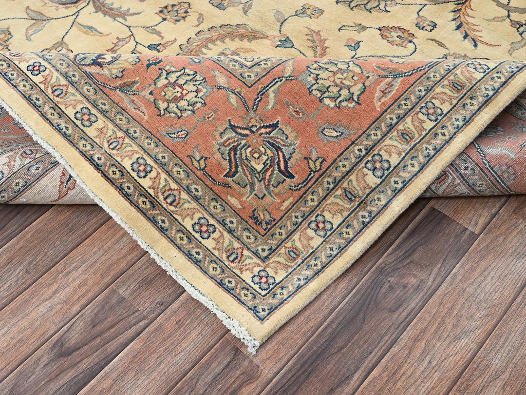 9'0" x 11'5" New Hand Knotted Beige Wool Rectangle Oriental Rug - MOA1022742