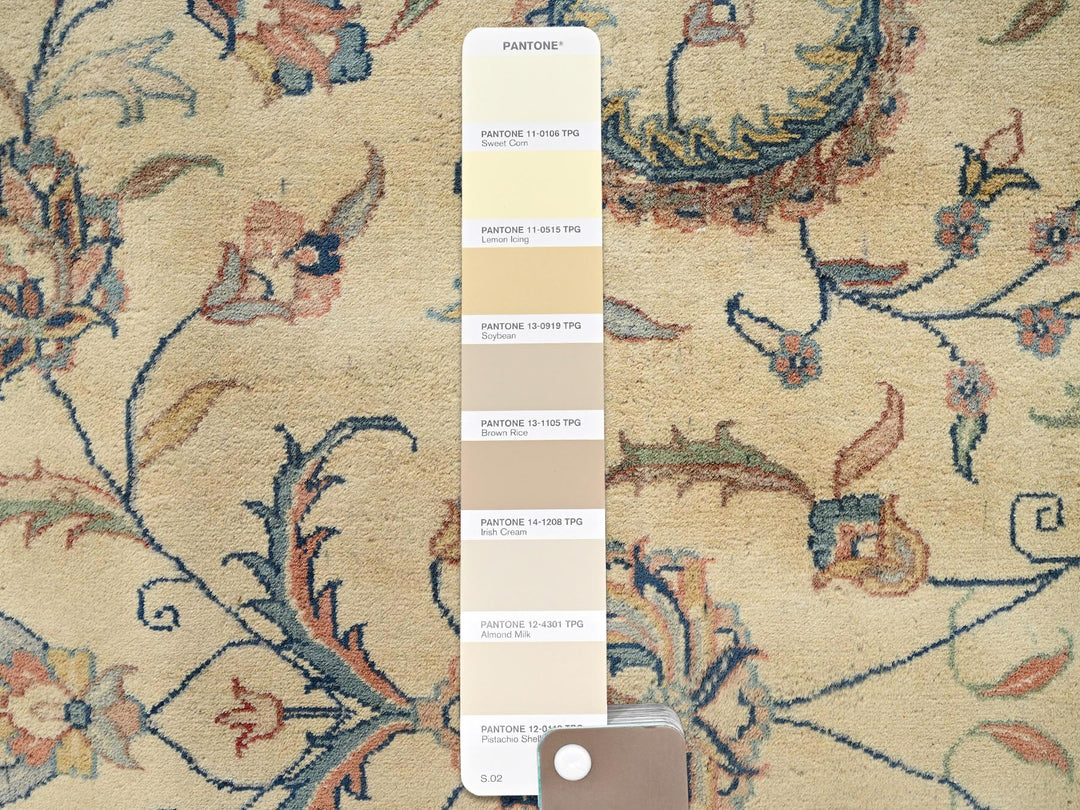 9'0" x 11'5" New Hand Knotted Beige Wool Rectangle Oriental Rug - MOA1022742