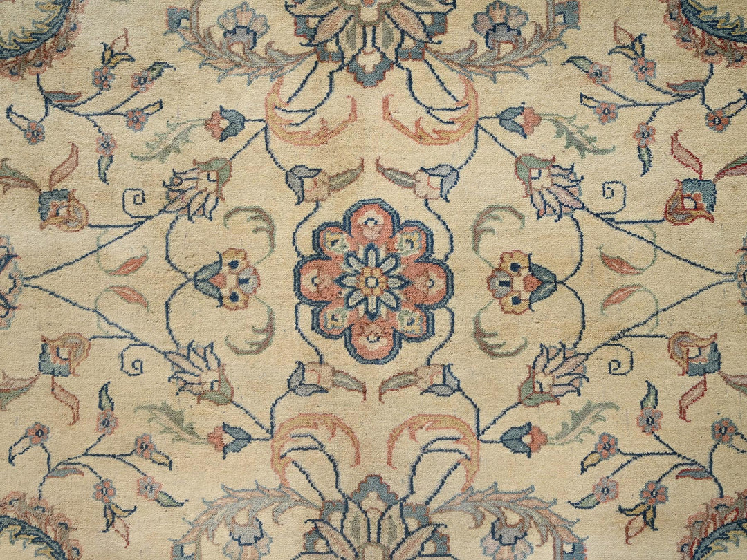 9'0" x 11'5" New Hand Knotted Beige Wool Rectangle Oriental Rug - MOA1022742