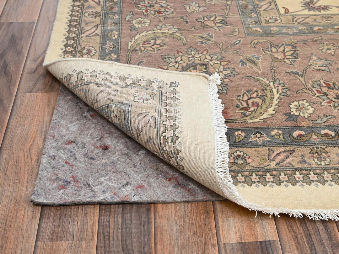 10'11" x 15'2" New Hand Knotted Beige Wool Rectangle Oriental Rug - MOA1022743