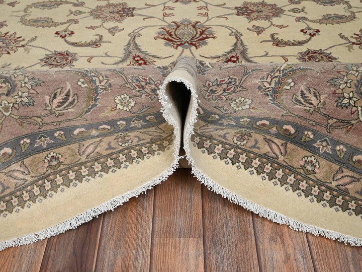 10'11" x 15'2" New Hand Knotted Beige Wool Rectangle Oriental Rug - MOA1022743