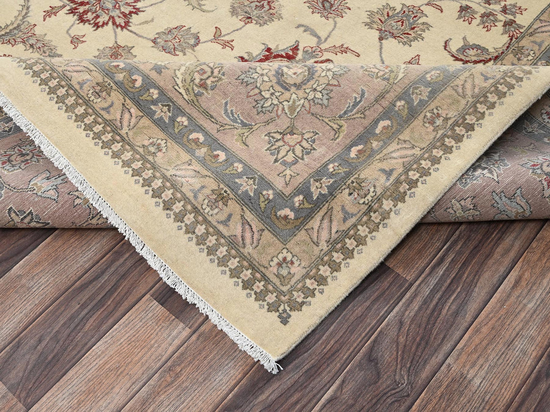 10'11" x 15'2" New Hand Knotted Beige Wool Rectangle Oriental Rug - MOA1022743