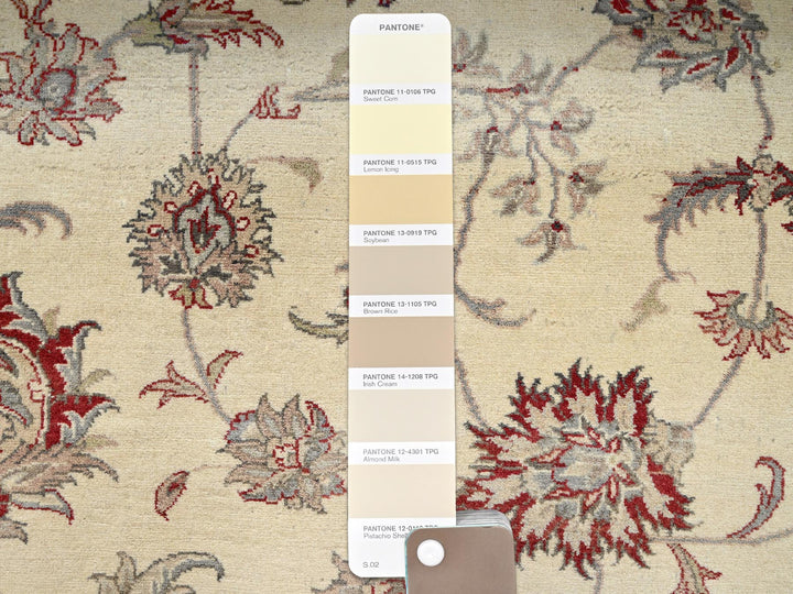 10'11" x 15'2" New Hand Knotted Beige Wool Rectangle Oriental Rug - MOA1022743