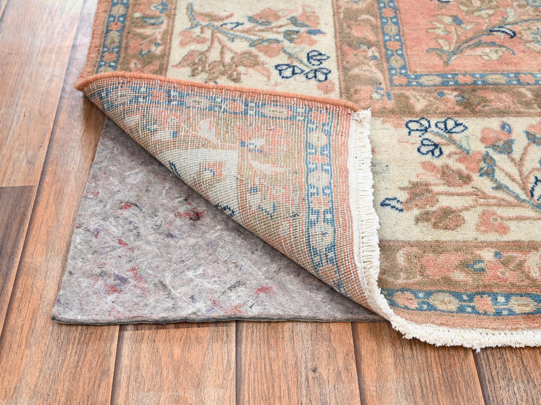 6'6" x 6'6" Vintage Hand Knotted Pink Wool Square Oriental Rug - MOA1022746