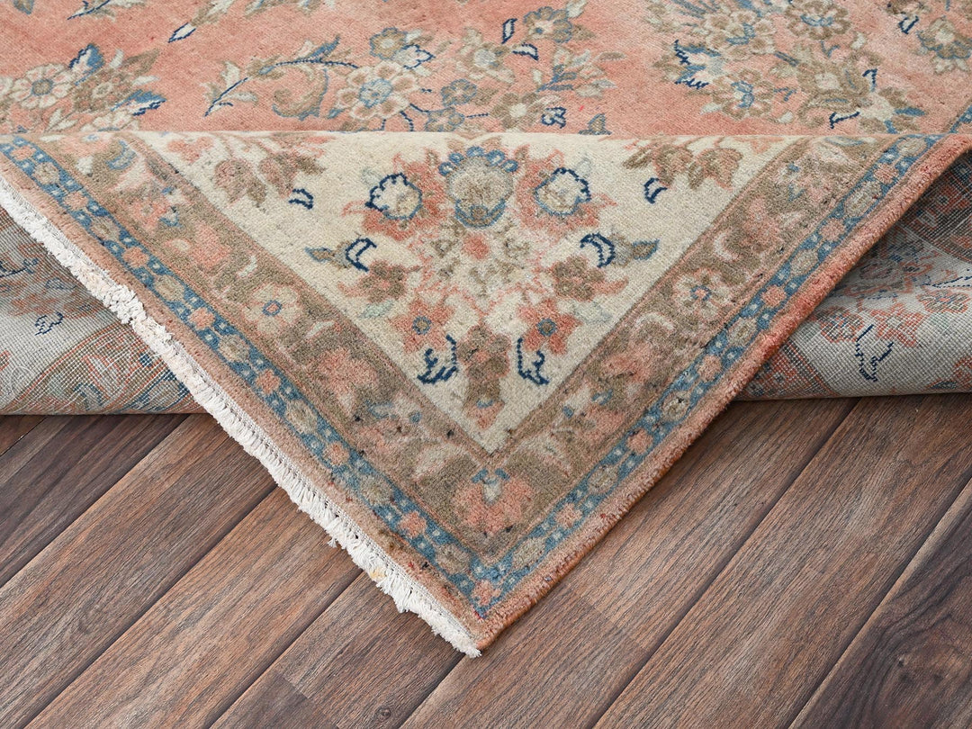 6'6" x 6'6" Vintage Hand Knotted Pink Wool Square Oriental Rug - MOA1022746