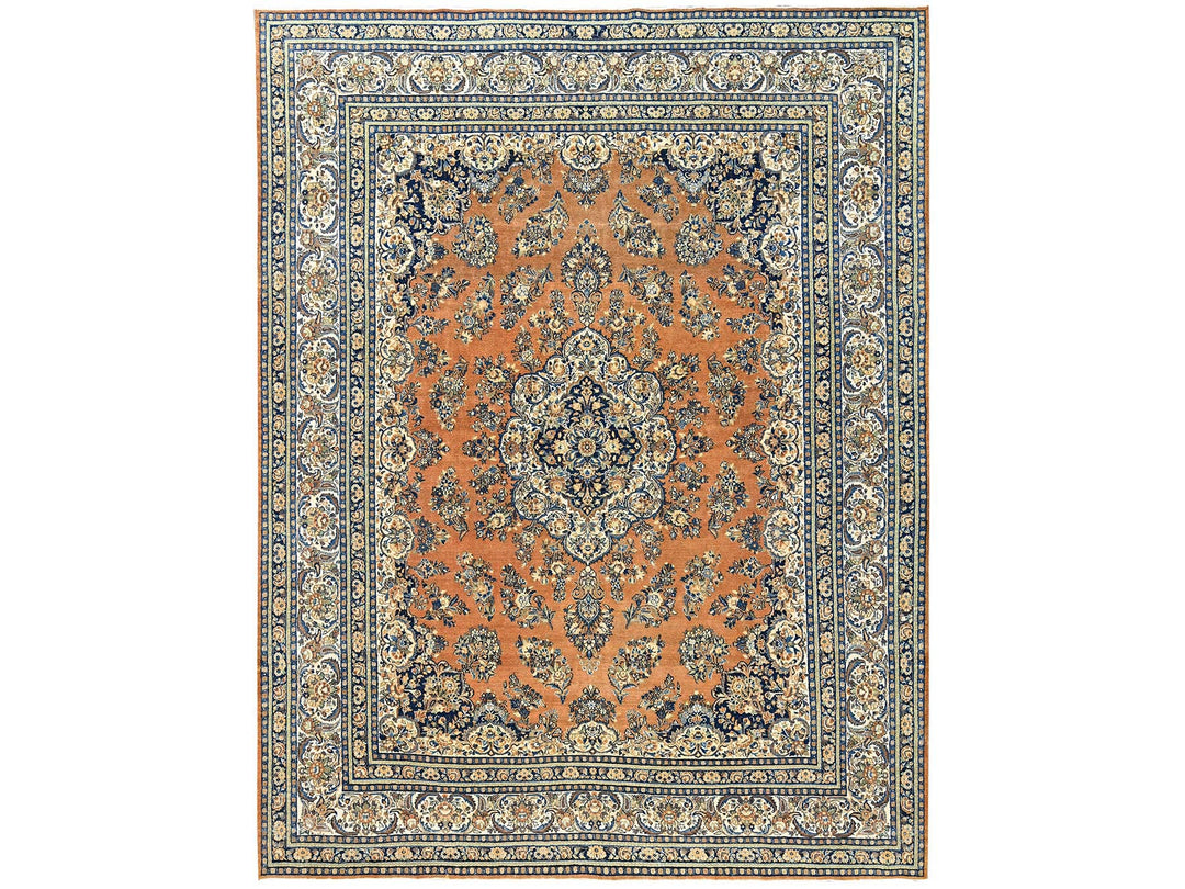 11'10" x 15'2" Vintage Hand Knotted Brown Wool Rectangle Oriental Rug - MOA1022747
