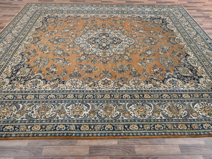 11'10" x 15'2" Vintage Hand Knotted Brown Wool Rectangle Oriental Rug - MOA1022747