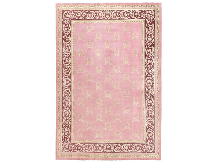 11'7" x 16'7" Vintage Hand Knotted Pink Wool Rectangle Oriental Rug - MOA1022748