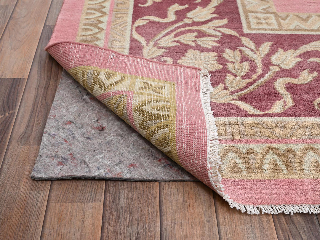 11'7" x 16'7" Vintage Hand Knotted Pink Wool Rectangle Oriental Rug - MOA1022748