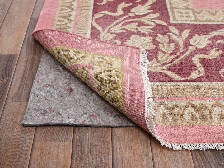 11'7" x 16'7" Vintage Hand Knotted Pink Wool Rectangle Oriental Rug - MOA1022748