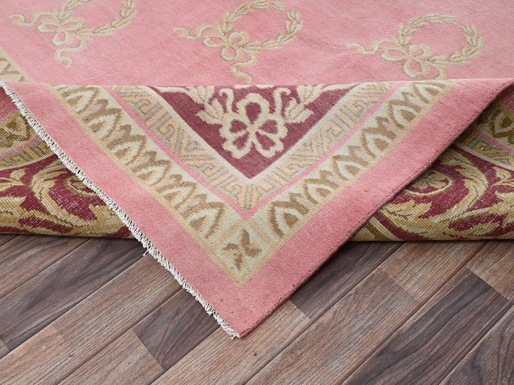11'7" x 16'7" Vintage Hand Knotted Pink Wool Rectangle Oriental Rug - MOA1022748