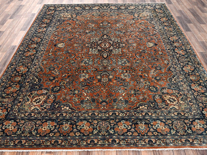 7'8" x 9'3" Vintage Hand Knotted Brown Wool Rectangle Oriental Rug - MOA1022749