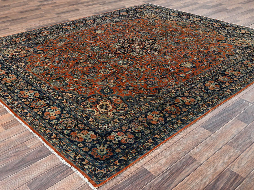 7'8" x 9'3" Vintage Hand Knotted Brown Wool Rectangle Oriental Rug - MOA1022749