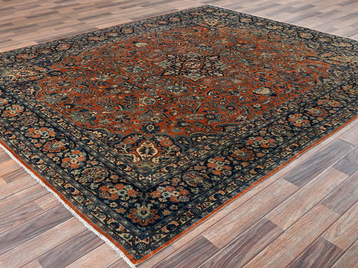 7'8" x 9'3" Vintage Hand Knotted Brown Wool Rectangle Oriental Rug - MOA1022749