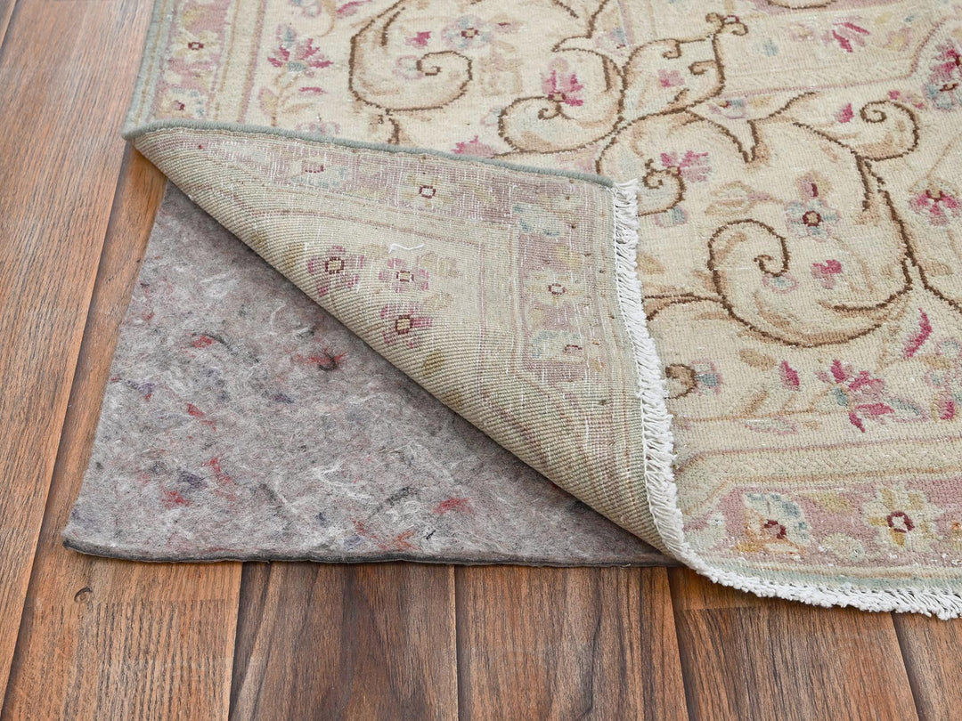 7'10" x 8'4" Vintage Hand Knotted Green Wool Square Oriental Rug - MOA1022750