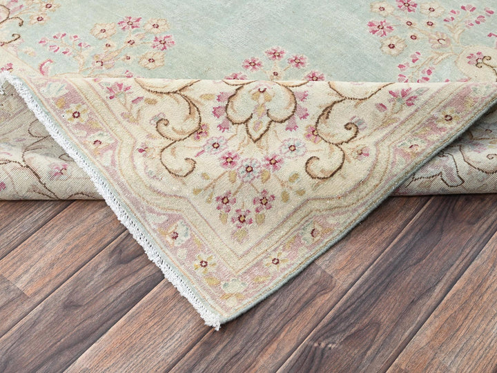 7'10" x 8'4" Vintage Hand Knotted Green Wool Square Oriental Rug - MOA1022750