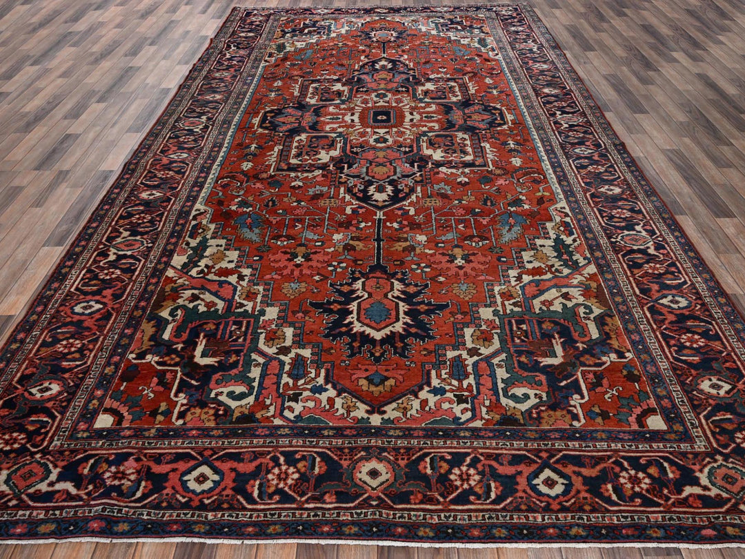 8'2" x 14'7" Vintage Hand Knotted Red Wool Rectangle Oriental Rug - MOA1022751