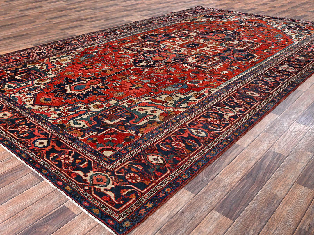8'2" x 14'7" Vintage Hand Knotted Red Wool Rectangle Oriental Rug - MOA1022751