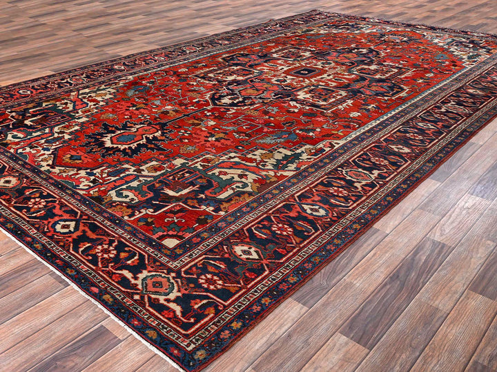 8'2" x 14'7" Vintage Hand Knotted Red Wool Rectangle Oriental Rug - MOA1022751