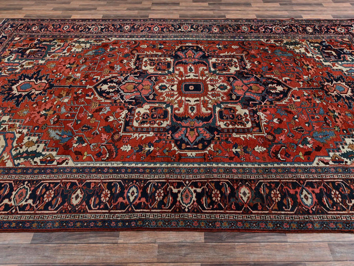 8'2" x 14'7" Vintage Hand Knotted Red Wool Rectangle Oriental Rug - MOA1022751