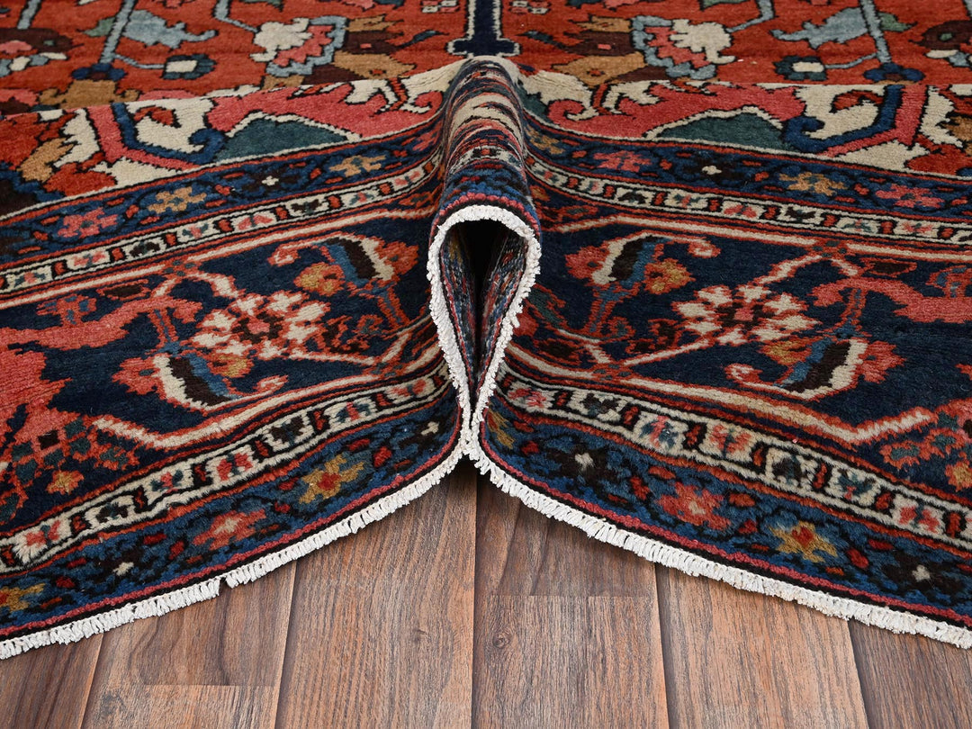 8'2" x 14'7" Vintage Hand Knotted Red Wool Rectangle Oriental Rug - MOA1022751