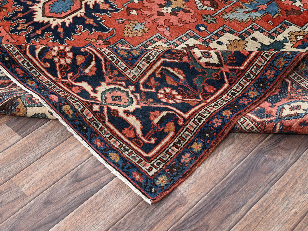 8'2" x 14'7" Vintage Hand Knotted Red Wool Rectangle Oriental Rug - MOA1022751