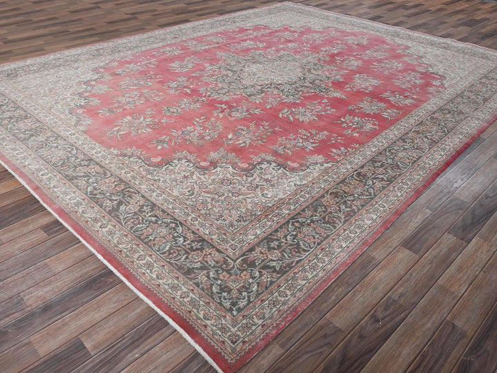 9'11" x 12'7" Vintage Hand Knotted Pink Wool Rectangle Oriental Rug - MOA1022752
