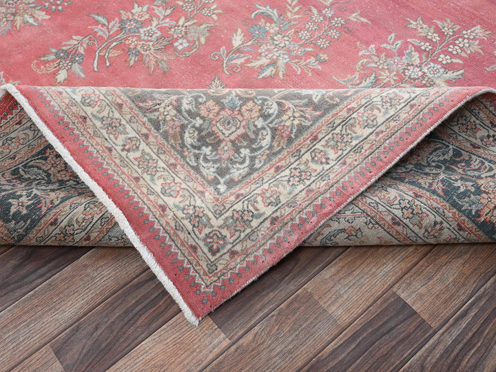 9'11" x 12'7" Vintage Hand Knotted Pink Wool Rectangle Oriental Rug - MOA1022752