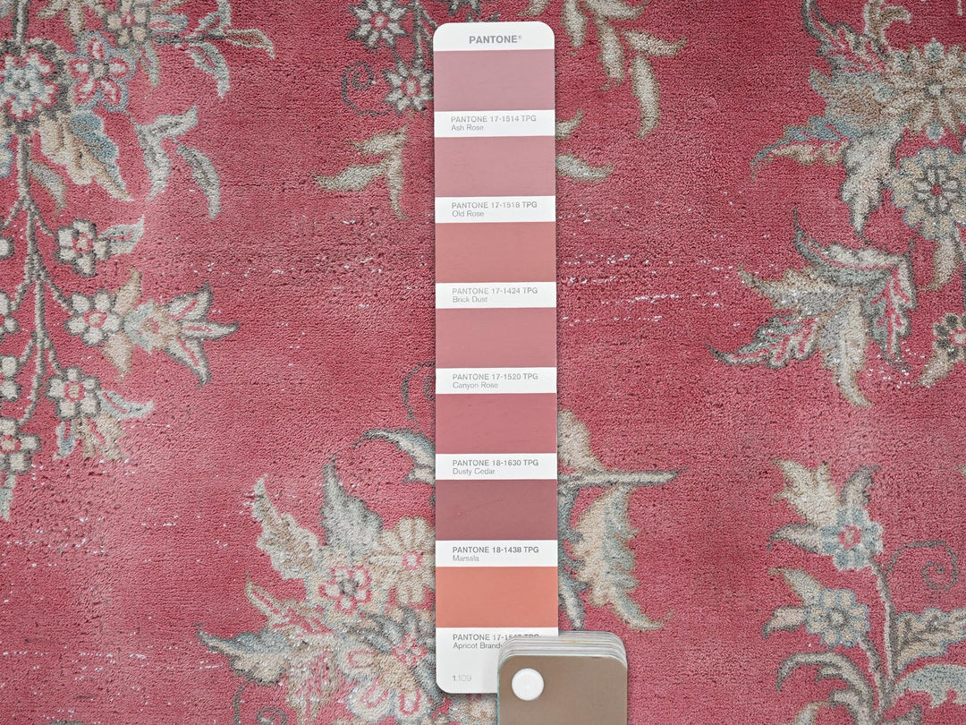9'11" x 12'7" Vintage Hand Knotted Pink Wool Rectangle Oriental Rug - MOA1022752