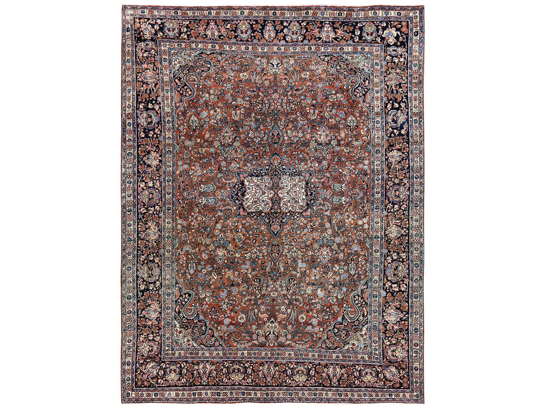 9'0" x 11'11" Vintage Hand Knotted Brown Wool Rectangle Oriental Rug - MOA1022753