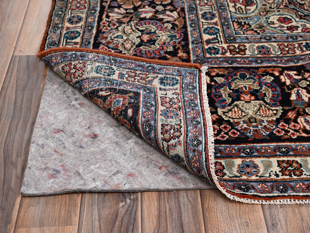 9'0" x 11'11" Vintage Hand Knotted Brown Wool Rectangle Oriental Rug - MOA1022753