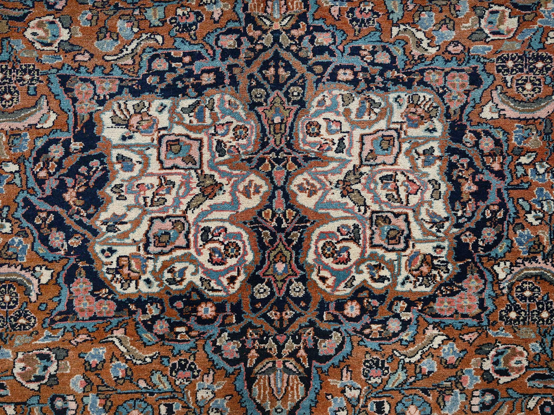 9'0" x 11'11" Vintage Hand Knotted Brown Wool Rectangle Oriental Rug - MOA1022753
