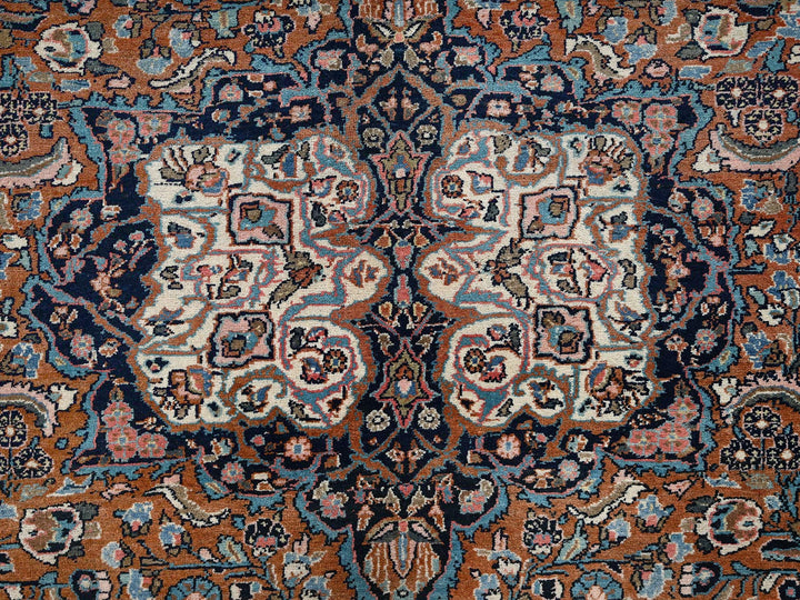 9'0" x 11'11" Vintage Hand Knotted Brown Wool Rectangle Oriental Rug - MOA1022753