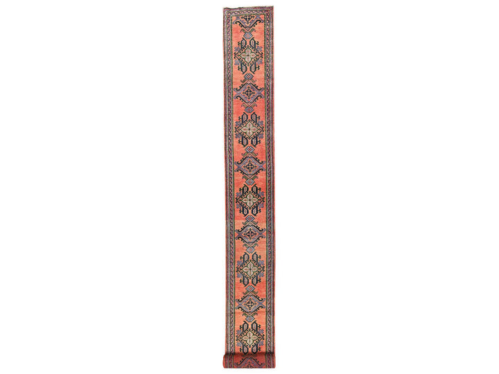 2'4" x 25'3" Vintage Hand Knotted Orange Wool Runner Oriental Rug - MOA1022755