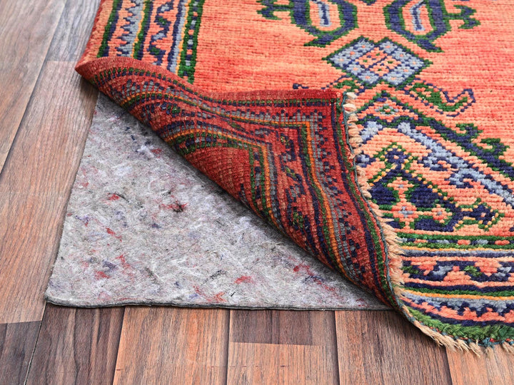 2'4" x 25'3" Vintage Hand Knotted Orange Wool Runner Oriental Rug - MOA1022755