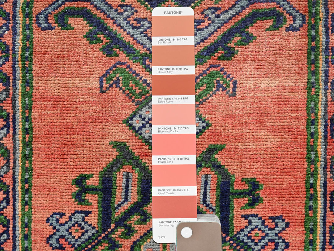 2'4" x 25'3" Vintage Hand Knotted Orange Wool Runner Oriental Rug - MOA1022755