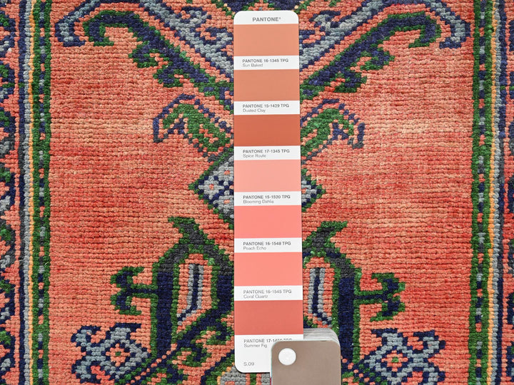 2'4" x 25'3" Vintage Hand Knotted Orange Wool Runner Oriental Rug - MOA1022755