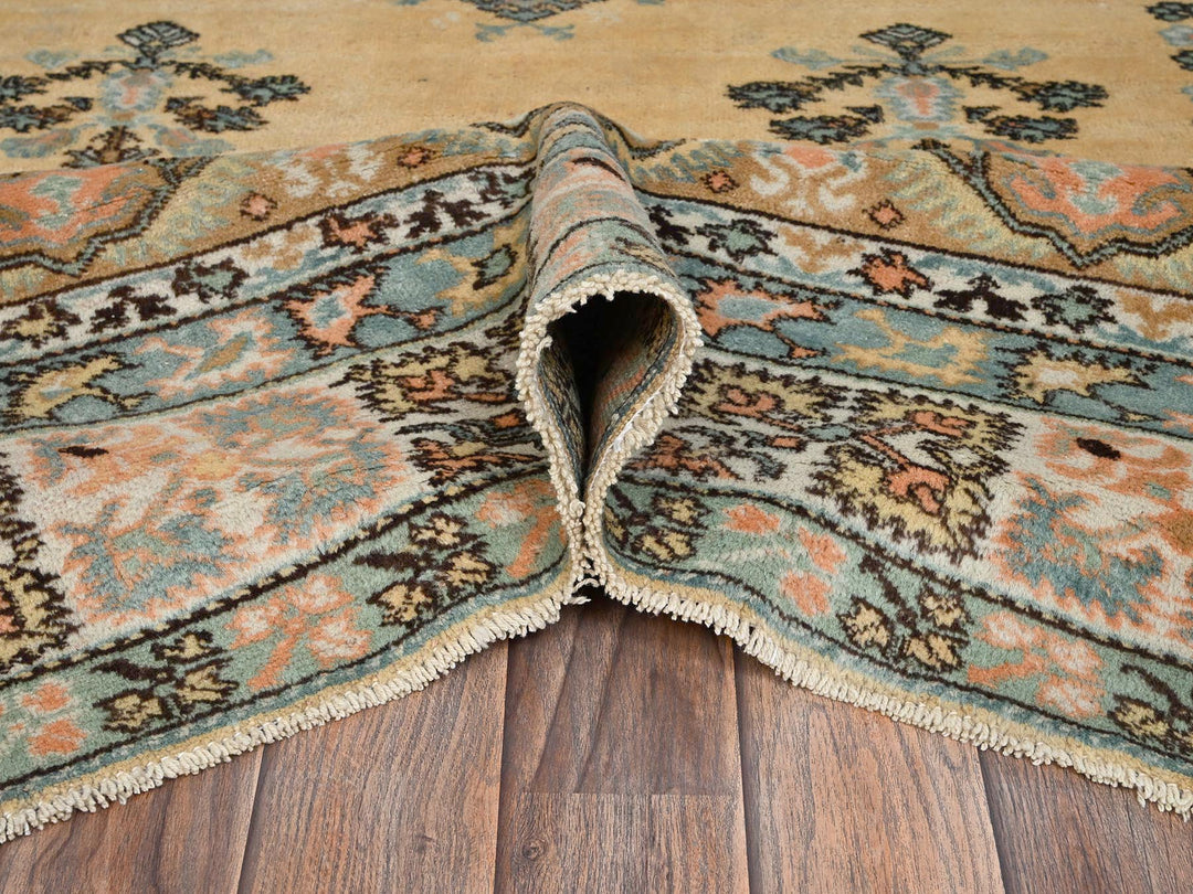 6'1" x 8'8" Vintage Hand Knotted Beige Wool Rectangle Oriental Rug - MOA1022757