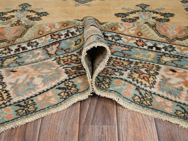6'1" x 8'8" Vintage Hand Knotted Beige Wool Rectangle Oriental Rug - MOA1022757