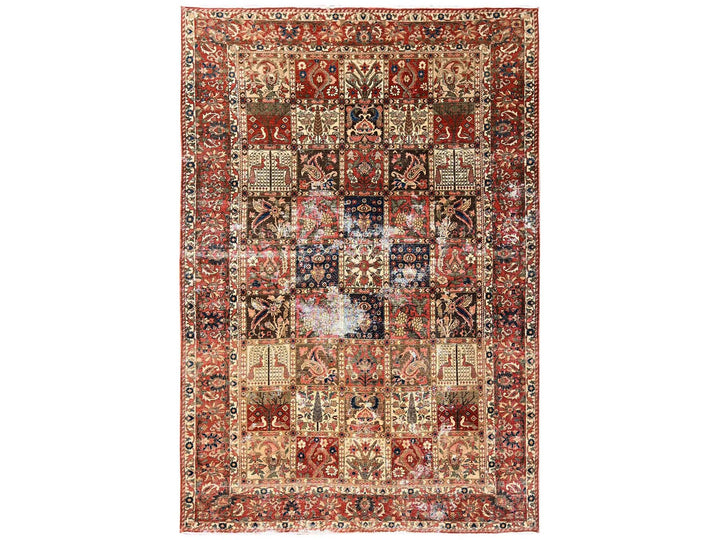 6'10" x 9'10" Vintage Hand Knotted Red Wool Rectangle Oriental Rug - MOA1022758
