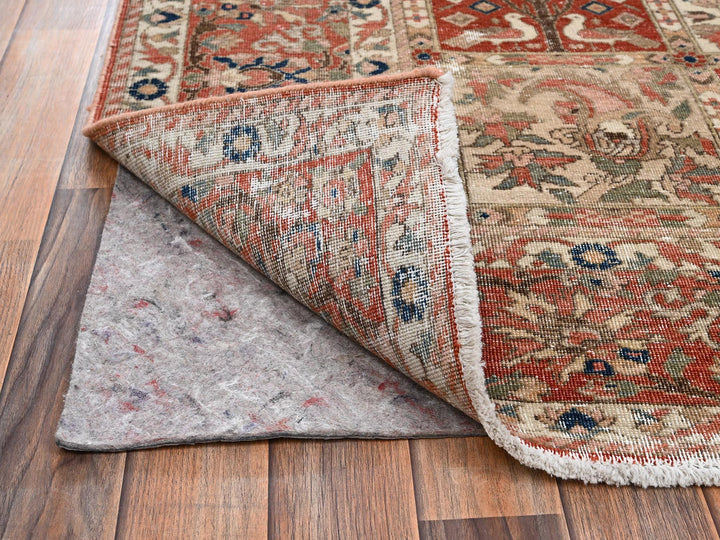 6'10" x 9'10" Vintage Hand Knotted Red Wool Rectangle Oriental Rug - MOA1022758