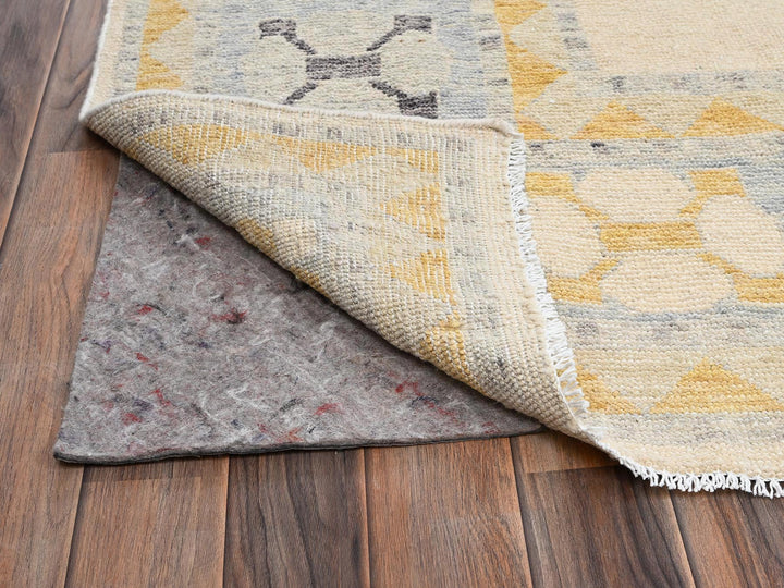 11'3" x 14'6" New Hand Knotted Ivory Wool Rectangle Oriental Rug - MOA1022759