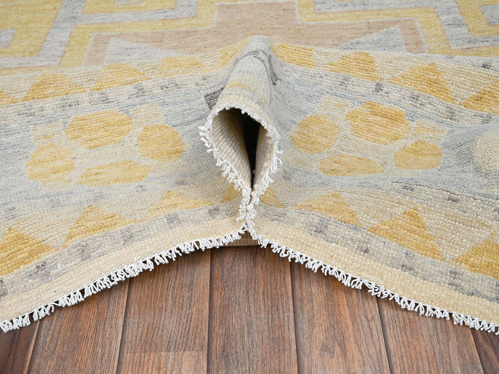 11'3" x 14'6" New Hand Knotted Ivory Wool Rectangle Oriental Rug - MOA1022759