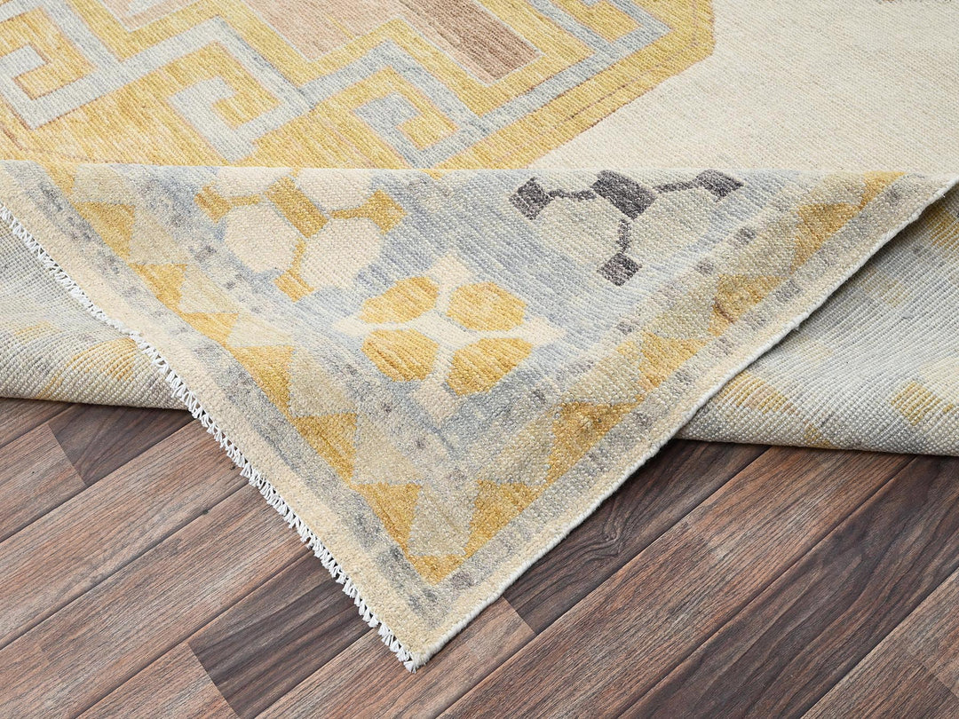 11'3" x 14'6" New Hand Knotted Ivory Wool Rectangle Oriental Rug - MOA1022759