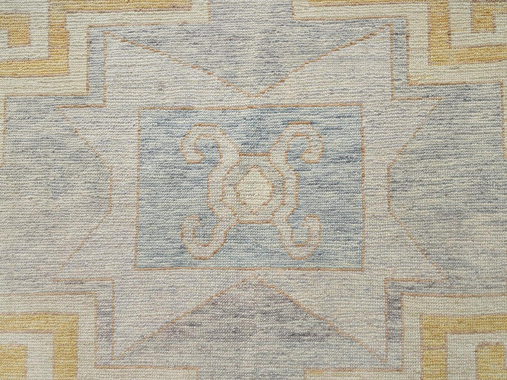 11'3" x 14'6" New Hand Knotted Ivory Wool Rectangle Oriental Rug - MOA1022759