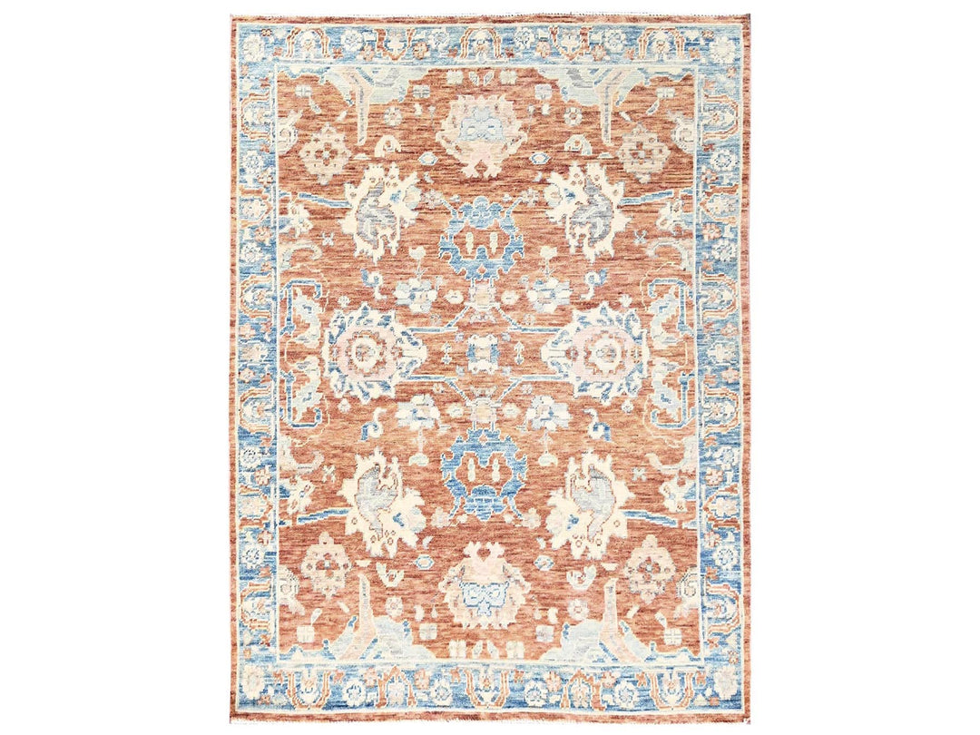 4'11" x 6'9" New Hand Knotted Brown Wool Rectangle Oriental Rug - MOA1022762