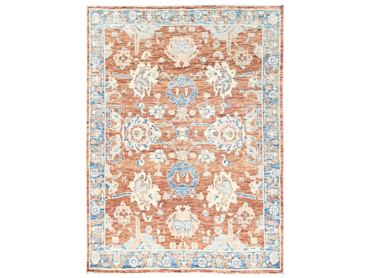 4'11" x 6'9" New Hand Knotted Brown Wool Rectangle Oriental Rug - MOA1022762